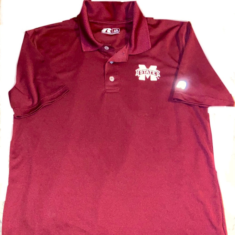 Maroon Mississippi State large polo shirt—-it was a gift but only worn it once